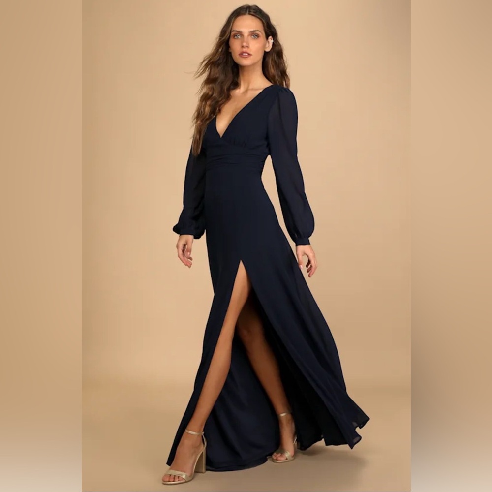 Elegant Navy Evening Gown